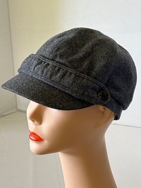 KOORINGGAL GRAY WOOL BLEND WOMENS fIDDLER NEWSBOY/BAKER  BOY CAP STRAP DETAIL